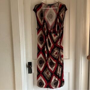 RALPH LAUREN sz 3x summer/fall dress ruching red/brown/cream southwest pattern